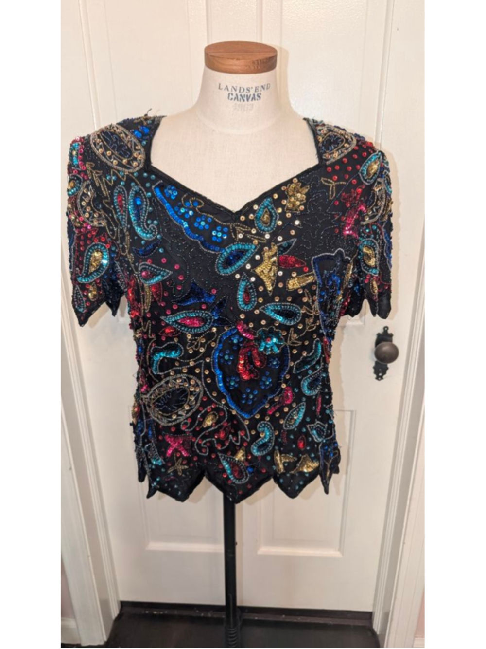 Vintage 80's Laurence Lazar beaded blouse